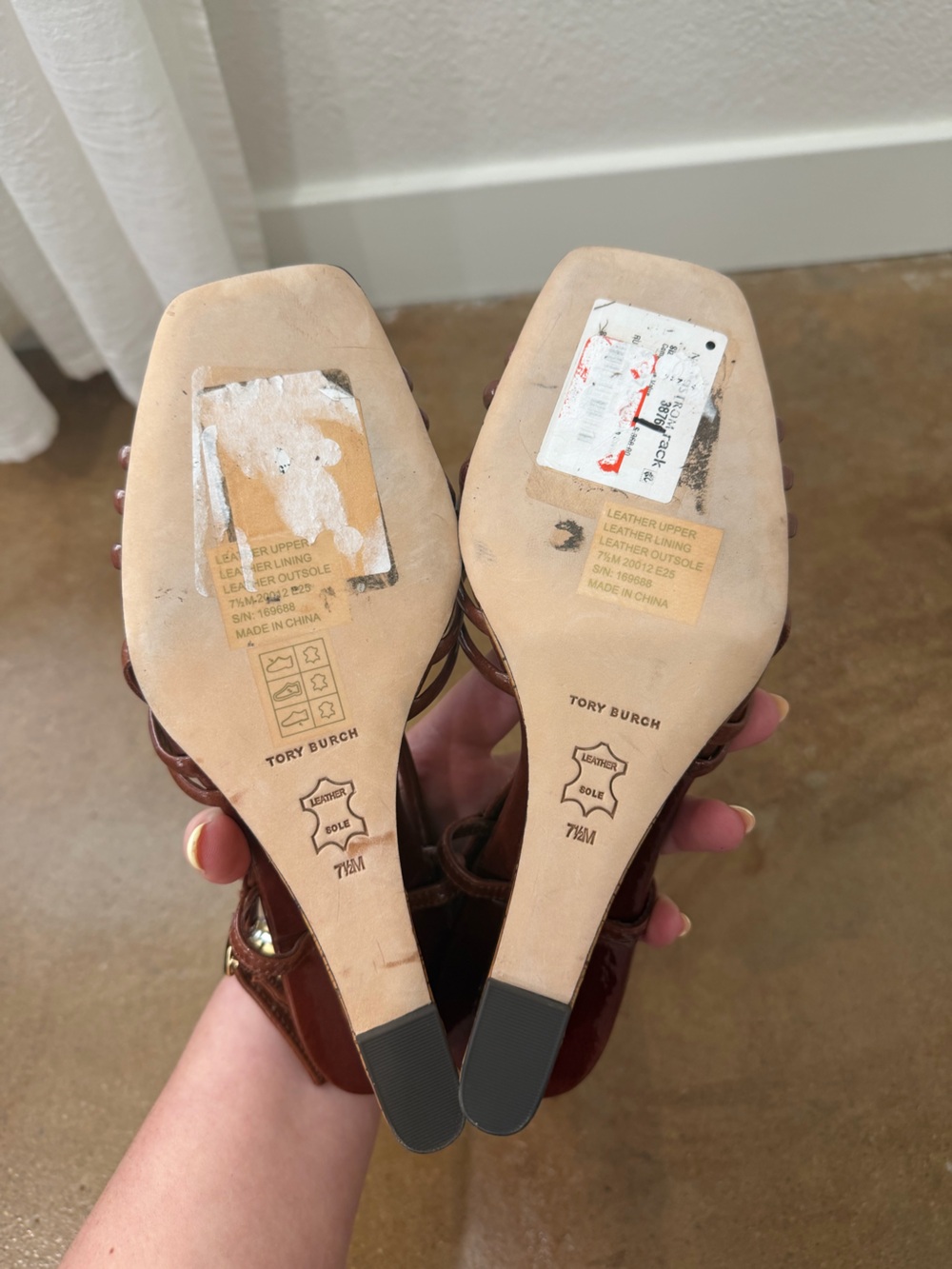 Tory Burch Multi Strap Wedge Sandals Cork Wedge Patent Leather Size 7.5 - Picture 7 of 7